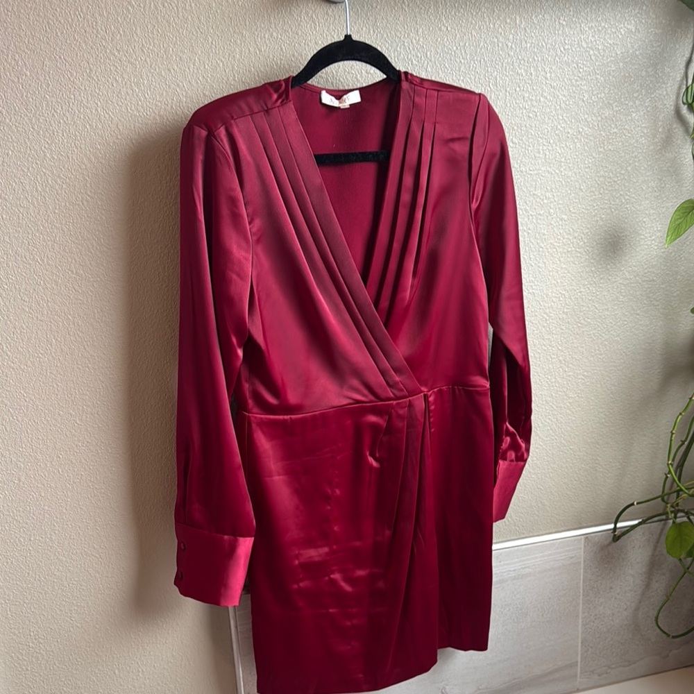 Wayf Satin Wrap Dress